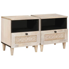 Berkfield Bedside Cabinet 2 pcs Beige 40 x 33 x 46 cm Solid Acacia wood