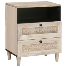 Berkfield Bedside Cabinet Beige 50 x 33 x 62 cm Solid Acacia wood