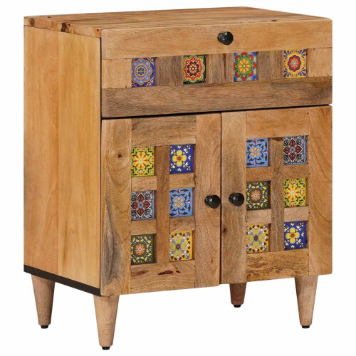 Berkfield Bedside Cabinet Natural 50 x 33 x 60 cm Solid Mango Wood