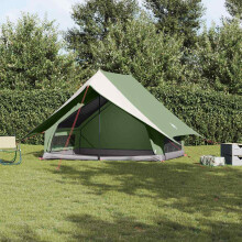 Berkfield Family Tent with Roof Green and White 256 x 256 x 185 cm