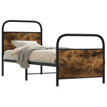Berkfield Bed Frame Without Mattress 75x190 cm Small Single Smoked Oak Engineered Wood
