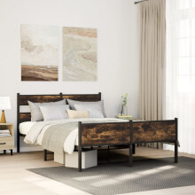 Berkfield Bed Frame without Mattress Smoked Oak 137x190 cm Engineered Wood
