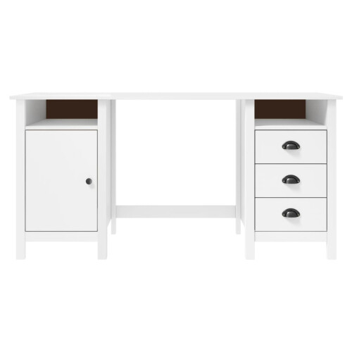Berkfield Desk Hill White 150x50x74 cm Solid Pine Wood 1