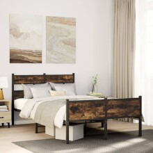 Berkfield Bed Frame without Mattress Smoked Oak 120x190 cm Small Double Engineered Wood
