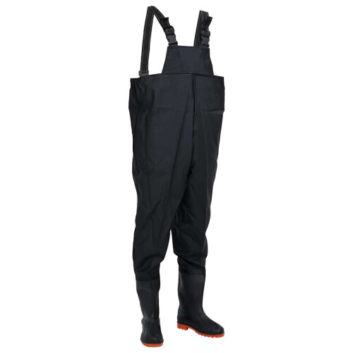 Berkfield Chest Waders with Boots Black Size 39