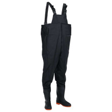 Berkfield Chest Waders with Boots Black Size 42