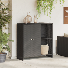 Berkfield Storage Cabinet with Shelf Black 100 x 36 x 102 cm Rattan