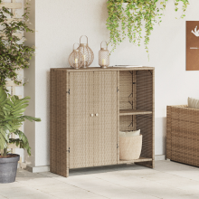 Berkfield Storage Cabinet with Shelf Beige 100 x 36 x 102 cm Rattan