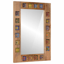 Berkfield Bathroom Mirror Natural 50 x 70 x 3 cm Solid Mango Wood