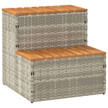 Berkfield Hot Tub Step Light Grey 50x50x50.5 cm Poly Rattan and Solid Acacia