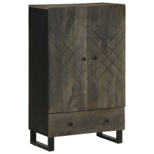Berkfield Highboard Black 60x33x100 cm Solid Wood Mango