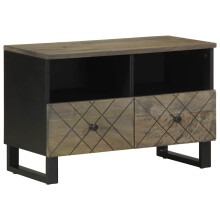 Berkfield TV Cabinet Black 70x33x46 cm Solid Wood Mango
