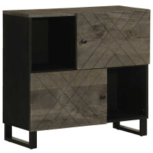 Berkfield Sideboard Black 80x33x75 cm Solid Wood Mango