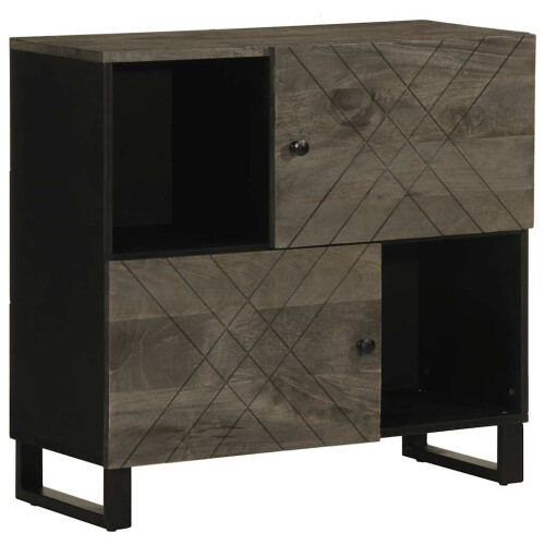 Berkfield Sideboard Black 80x33x75 cm Solid Wood Mango