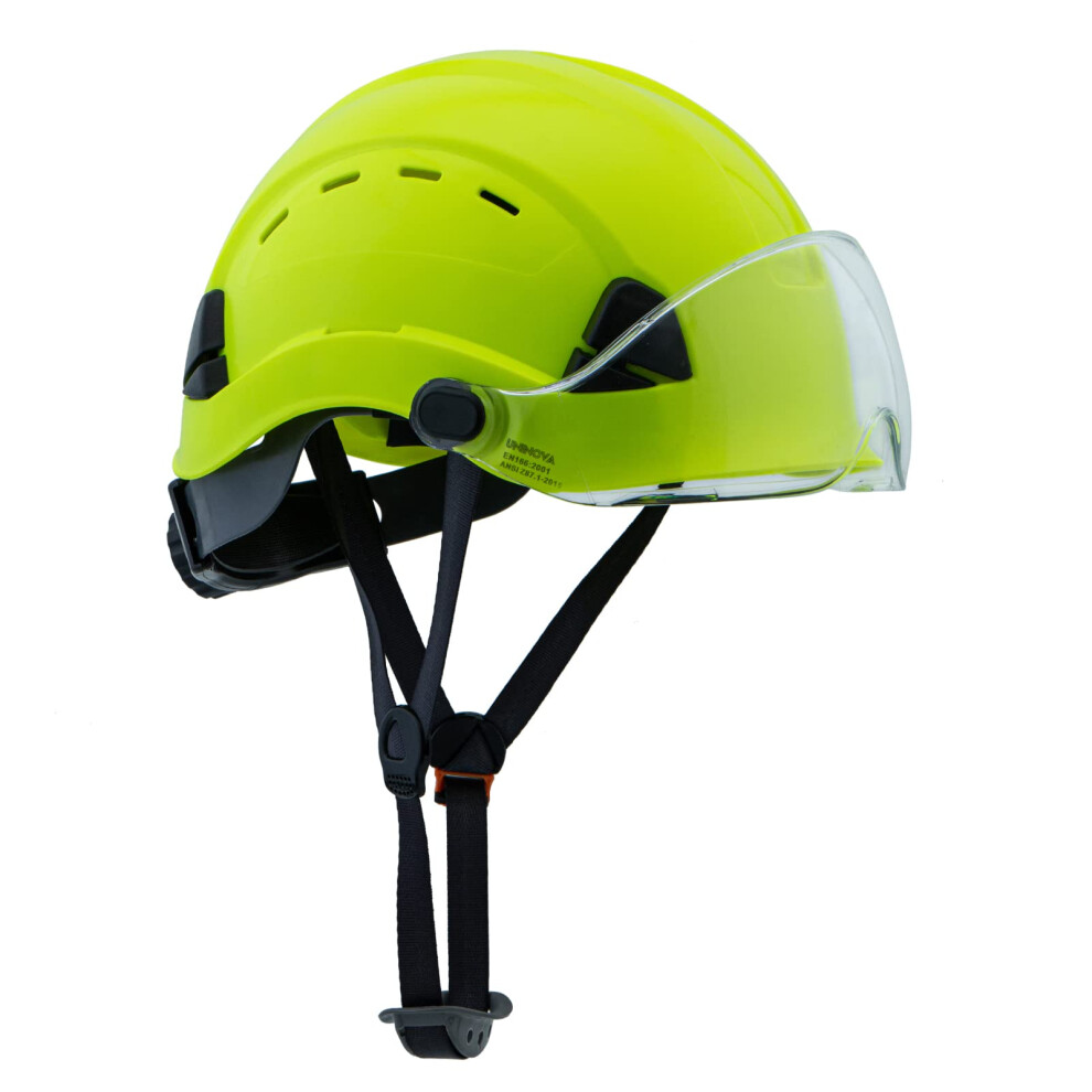 ÂVisibility Lime Construction Hard Hat, Ansi Z89.1 Safety Helmet With Clear Visor, Vented And Adjustable 6ÂPoint Suspension, Secure Chin Strap 9045646576435