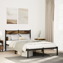 Berkfield Metal Bed Frame without Mattress Smoked Oak 120x190 cm Small Double