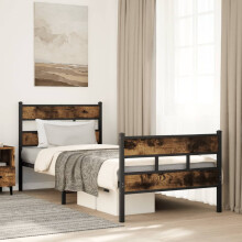 Berkfield Metal Bed Frame without Mattress Smoked Oak 90x190 cm Single