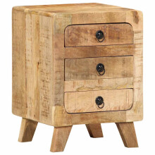 Berkfield Bedside Cabinet 37x32x50 cm Solid Wood Rough Mango
