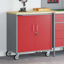 Berkfield Workshop Bench with Shelf Red and Grey 75 x 45 x 85 cm