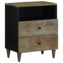 Berkfield Bedside Cabinet Light Grey 50x33x60 cm Solid Wood Mango
