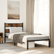 Berkfield Metal Bed Frame without Mattress Smoked Oak 75x190 cm Small Single