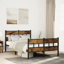 Berkfield Metal Bed Frame without Mattress Smoked Oak 120x190 cm Small Double