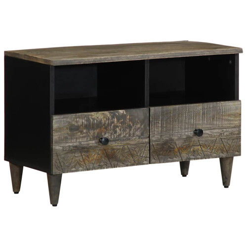 Berkfield TV Cabinet Light Grey 70x33.5x46 cm Solid Wood Mango