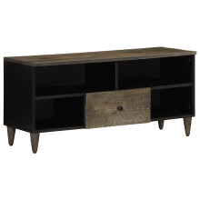 Berkfield TV Cabinet Black 100x33x46 cm Solid Wood Mango