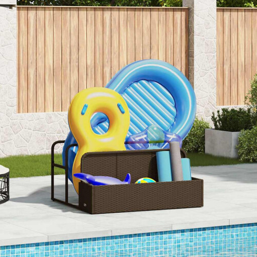 Berkfield Poolside Float Storage Brown 110x100x57 cm Poly Rattan