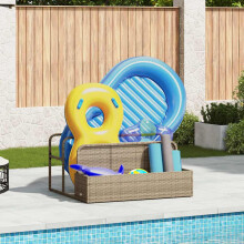 Berkfield Poolside Float Storage Beige 110x100x57 cm Poly Rattan