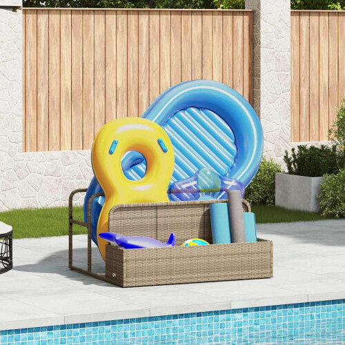 Berkfield Poolside Float Storage Beige 110x100x57 cm Poly Rattan