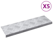 Berkfield Stair Tread Rectangular 5 pcs Silver 60 x 18 x 2.5 cm Aluminium