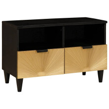 Berkfield TV Cabinet Black and Gold 70 x 33 x 46 cm Engineered wood
