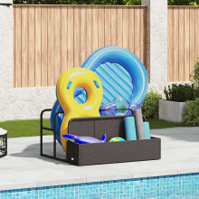 Berkfield Poolside Float Storage Black 110x100x57 cm Poly Rattan