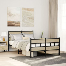 Berkfield Metal Bed Frame without Mattress Sonoma Oak 120x190 cm Small Double