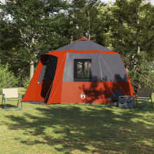 Berkfield Cabin Tent 12-Person Grey and Orange 405 x 405 x 273 cm