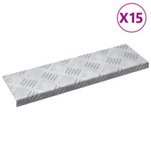 Berkfield Stair Tread 15 pcs Silver 60 x 18 x 2.5 cm Aluminium