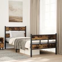 Berkfield Metal Bed Frame without Mattress Smoked Oak 90x200 cm