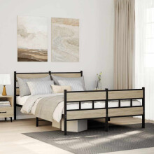 Berkfield Metal Bed Frame without Mattress Sonoma Oak 140x190 cm