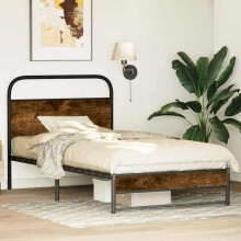 Berkfield Bed Frame Without Mattress 100x200 cm Smoked Oak Engineered Wood