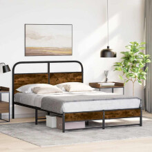 Berkfield Bed Frame Without Mattress 140x200 cm Smoked Oak Engineered Wood