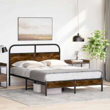 Berkfield Bed Frame Without Mattress 120x200 cm Smoked Oak Engineered Wood