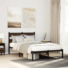 Berkfield Bed Frame without Mattress with Headboard Brown Oak 120x190 cm Small Double