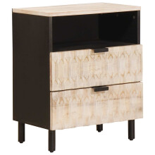 Berkfield Bedside Cabinet White 50 x 33 x 60 cm Solid Mango Wood