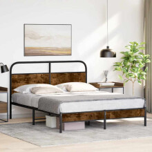 Berkfield Bed Frame Without Mattress 160x200 cm Smoked Oak Engineered Wood