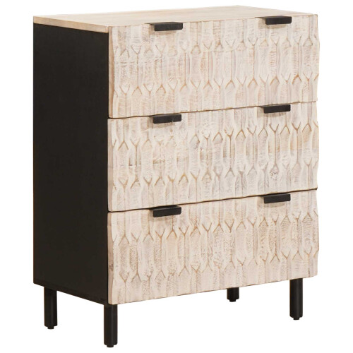 Berkfield Sideboard White Wash Finish 60 x 33 x 75 cm Solid Mango Wood