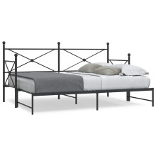 Berkfield Daybed with Trundle without Mattress Black 90x200 cm Steel