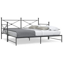 Berkfield Daybed with Trundle without Mattress Black 100x200 cm Steel