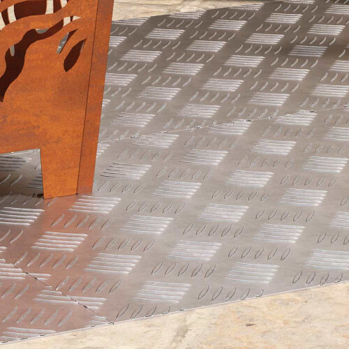 Berkfield Stair Tread Rectangular 4 pcs Silver 100 x 50 cm Aluminium