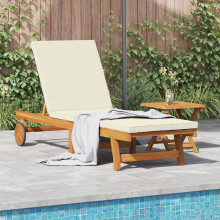 Berkfield Sun Lounger Brown and Cream 199 x 63 x 85 cm Solid Acacia Wood